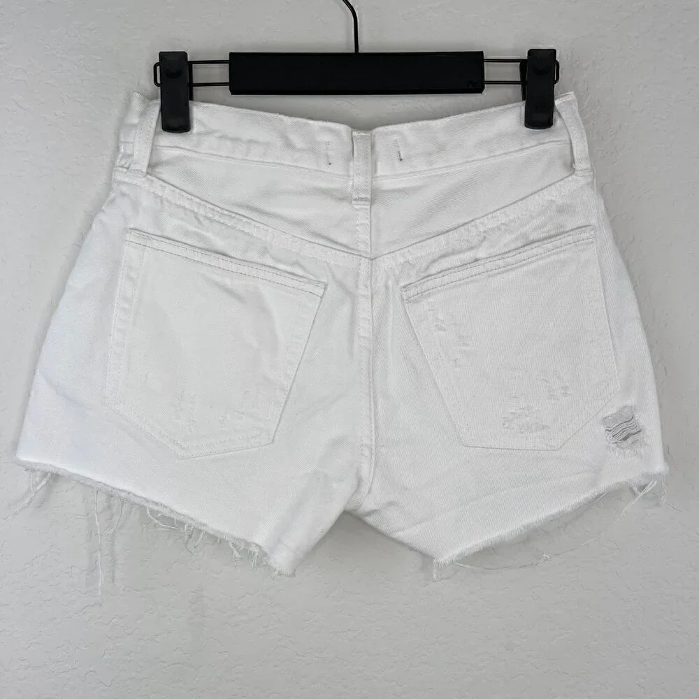 Free People x REVOLVE Sophia White Denim Shorts Cutoff Button Fly Size 25